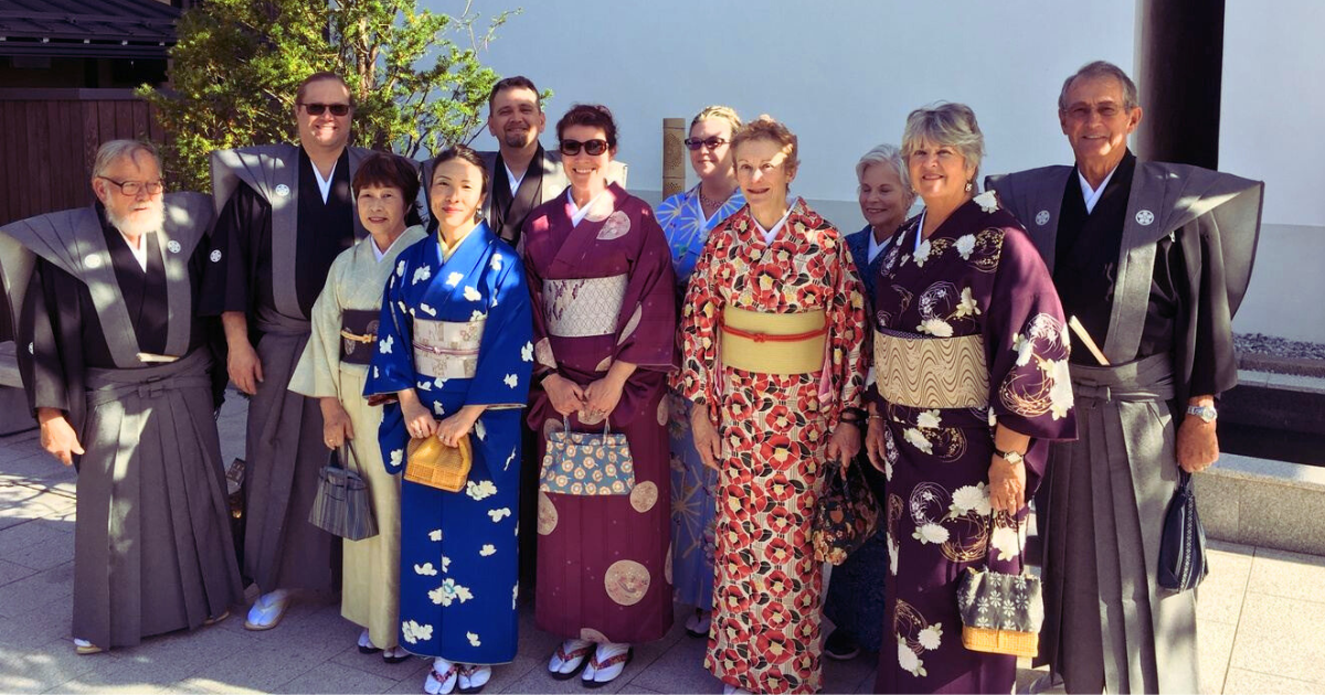 Denver to Takayama Delegation dressed in traditional kimono while exploring Takayama